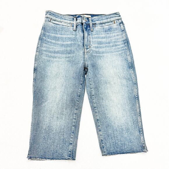 Madewell Cropped Bermuda Light Wash Denim Jeans Zip Fly Size 27 - Picture 1 of 7